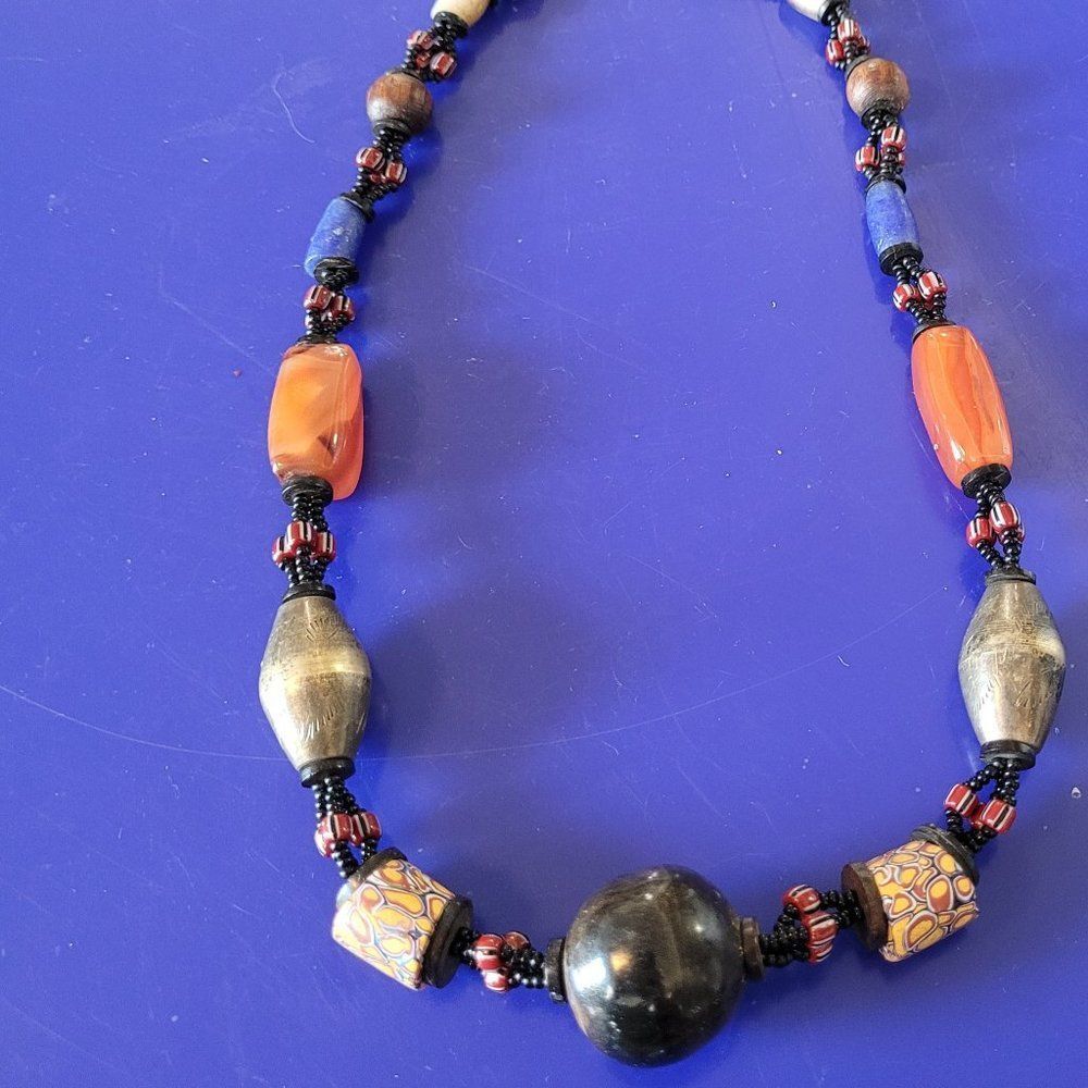 Beautiful Stone, Silver and beaded Necklace